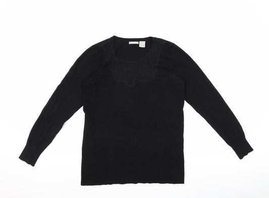 Womens UK Size 8 La Redoute Black Basic T-Shirt