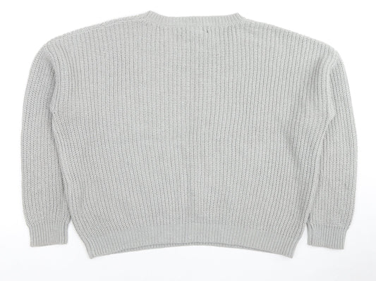 FOREVER 21 Womens Grey Round Neck Acrylic Pullover Jumper Size S
