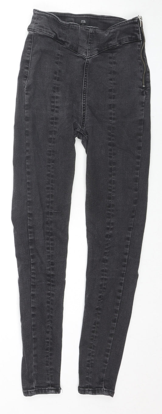 Womens UK Size 10 River Island Regular Fit Skinny Black Jeans