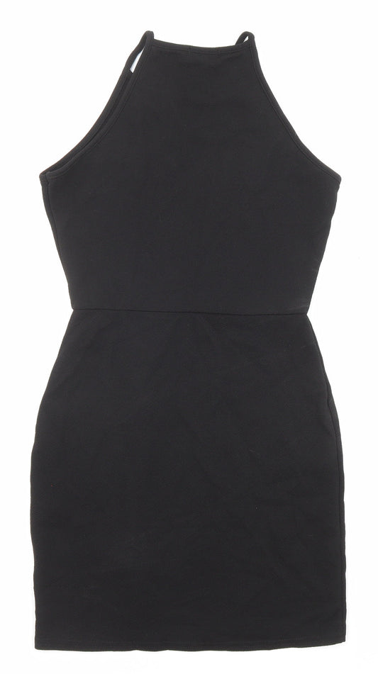 PRETTYLITTLETHING Womens Black Polyester A-Line Size 12 Crew Neck Pullover