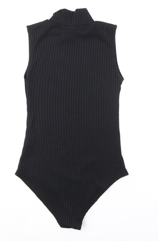 Parisian Collection Womens Black Polyester Bodysuit One-Piece Size 10 Snap - Ribbed