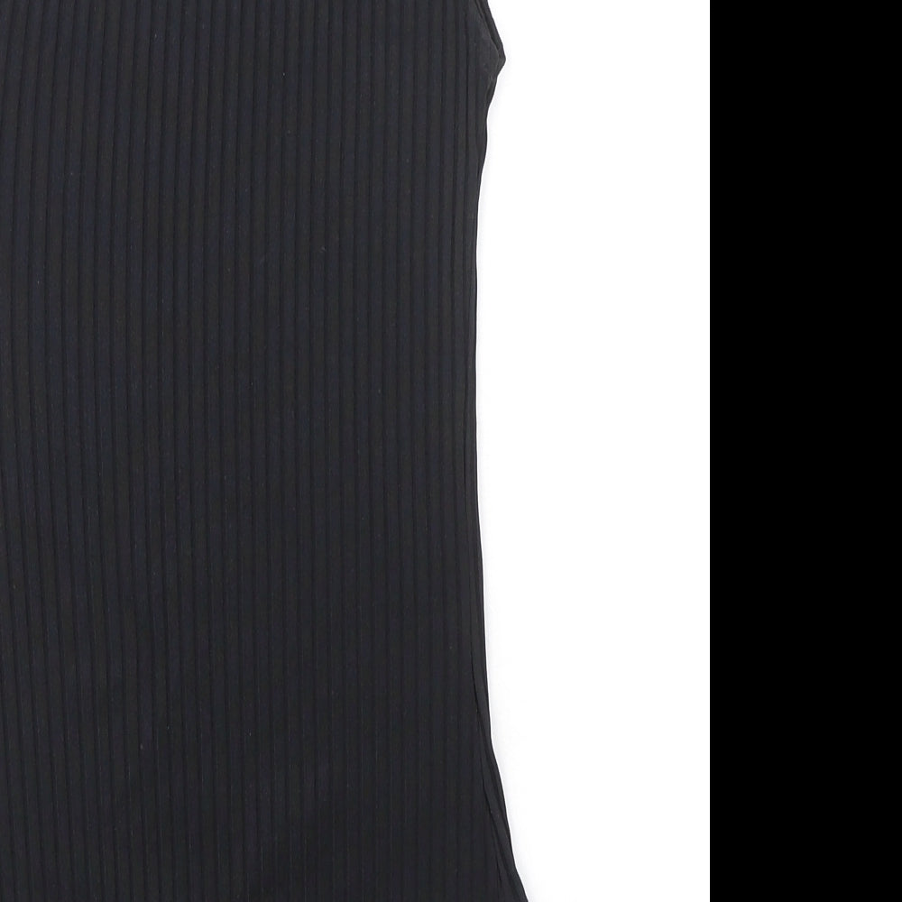 Parisian Collection Womens Black Polyester Bodysuit One-Piece Size 10 Snap - Ribbed