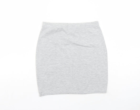 Boohoo Womens Grey Polyester Bandage Skirt Size 8 - Elastic Waist