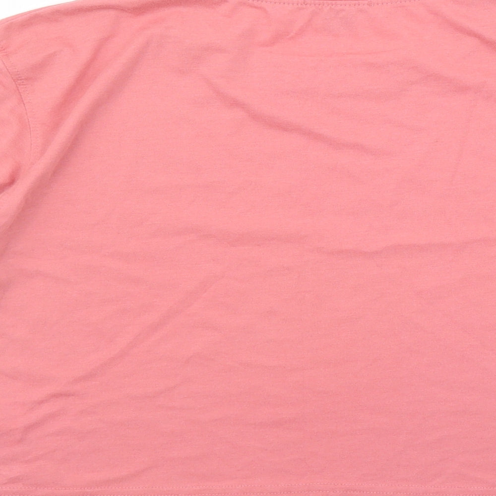 Boohoo Womens Pink Polyester Cropped T-Shirt Size 16 Round Neck