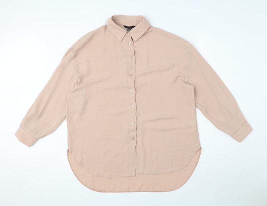 Womens UK Size 8 New Look Pink Basic Button-Up