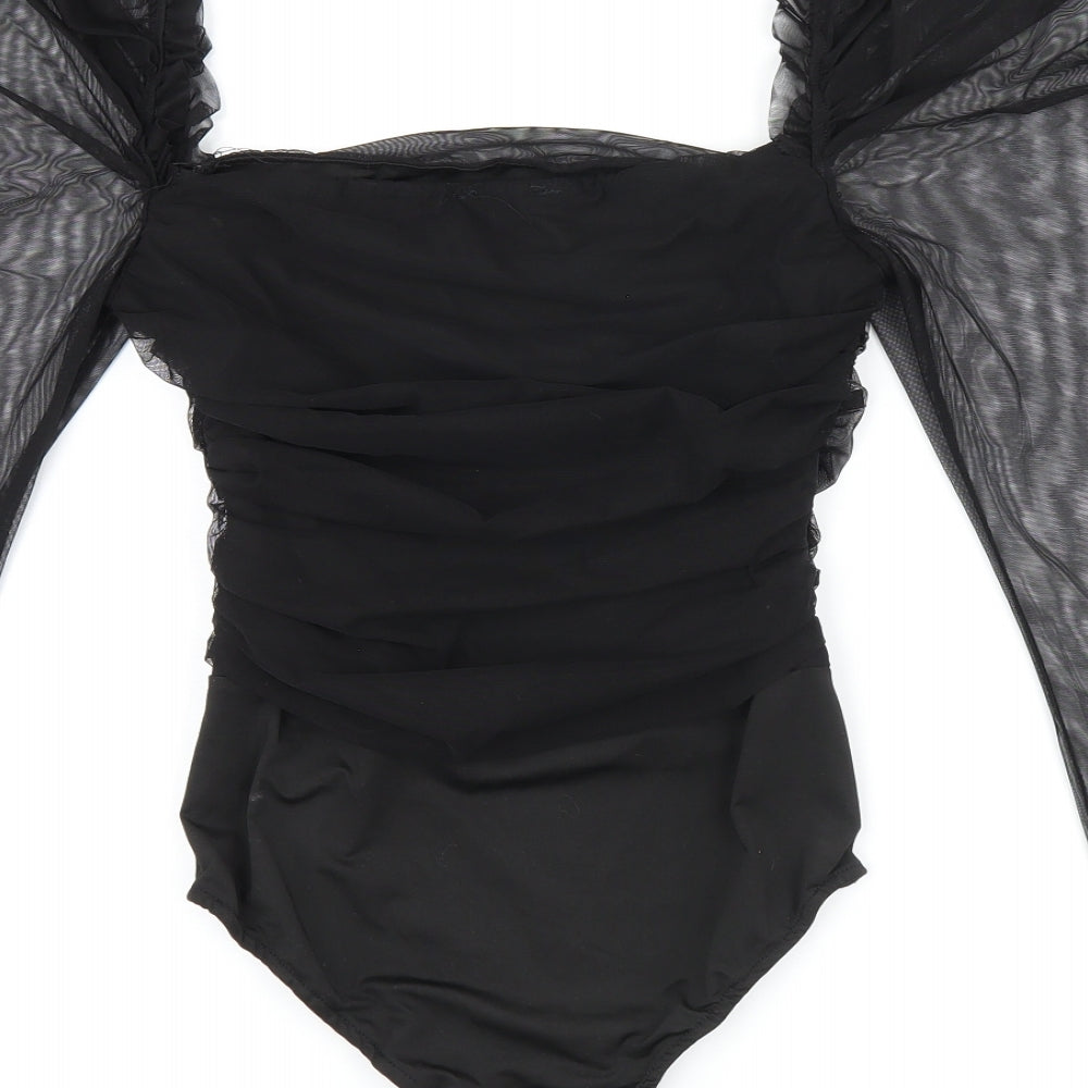 Rebellious Womens Black Polyester Bodysuit One-Piece Size XS Snap