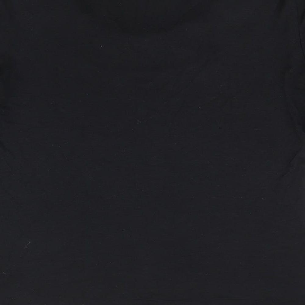 C.M.D Womens Black Viscose Jersey T-Shirt Size M Scoop Neck - Embroidered Detail