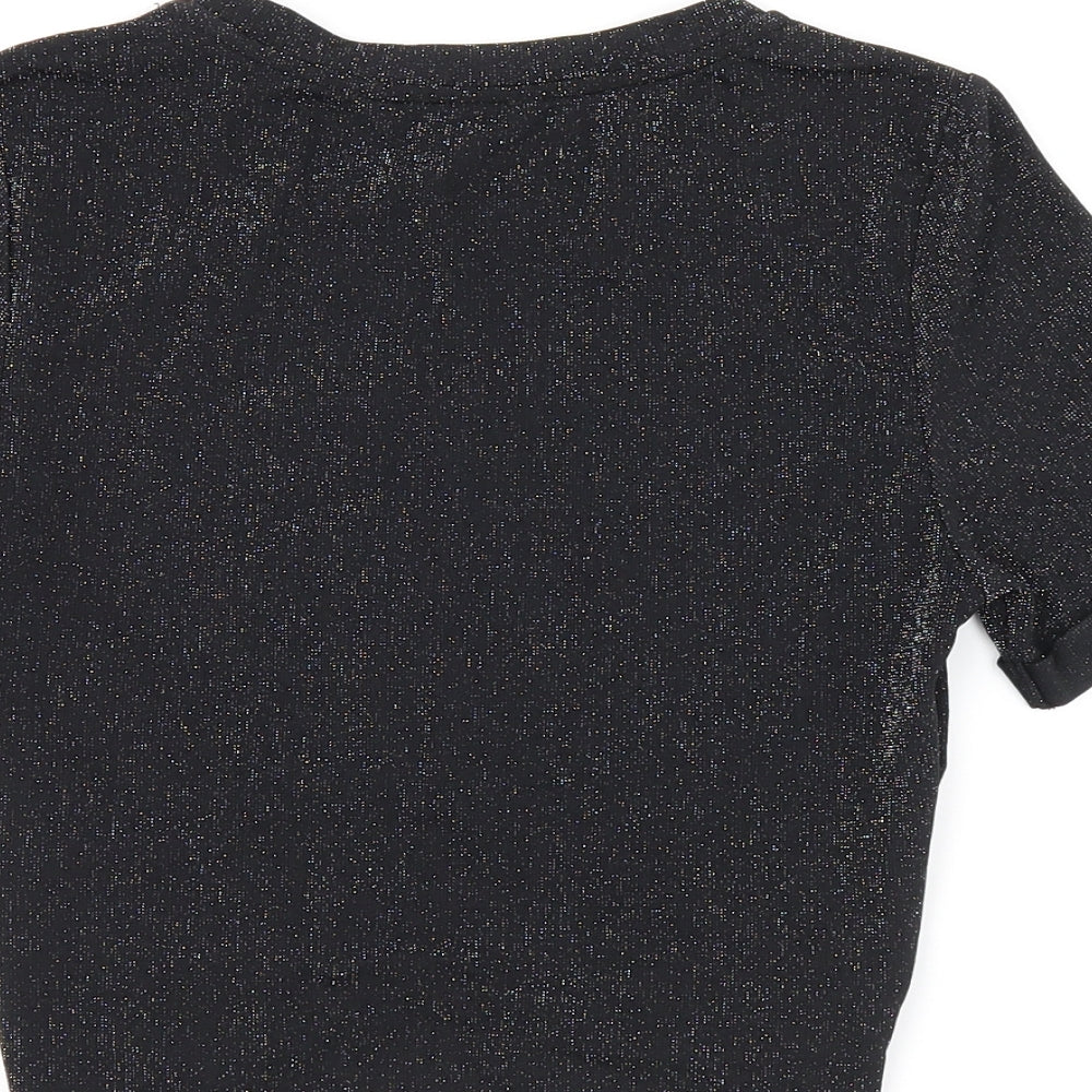 Womens UK Size 8 Urban Revivo Black Cropped T-Shirt