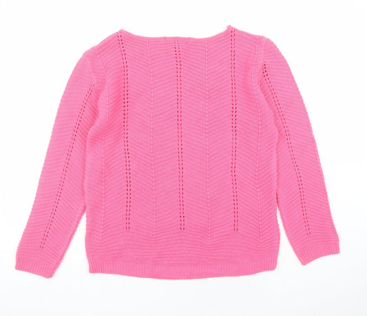EWM Womens Pink Boat Neck Acrylic Pullover Jumper Size 10 - Size 10-12