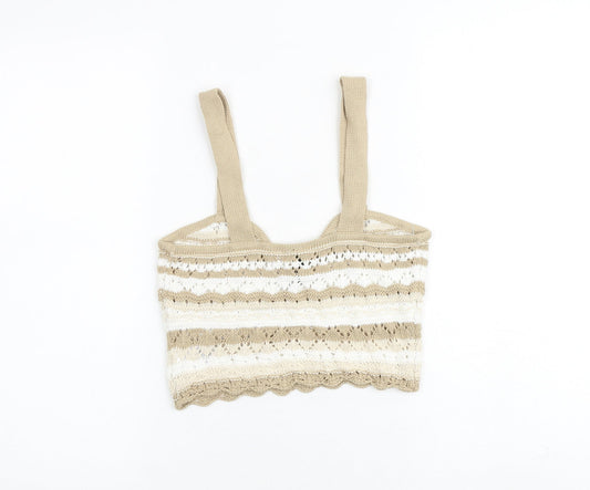 Womens UK Size S H&M Beige Cropped Tank