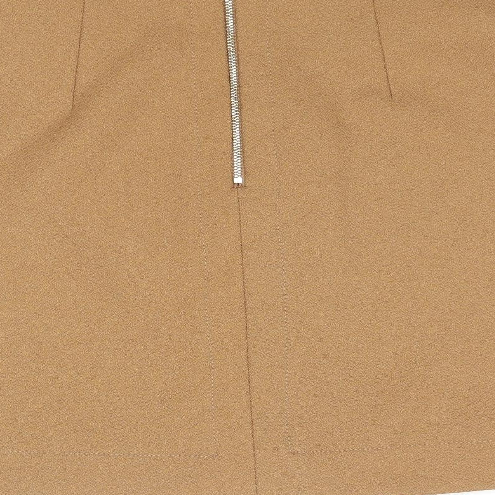 H&M Womens Brown Polyester A-Line Skirt Size 8 Zip