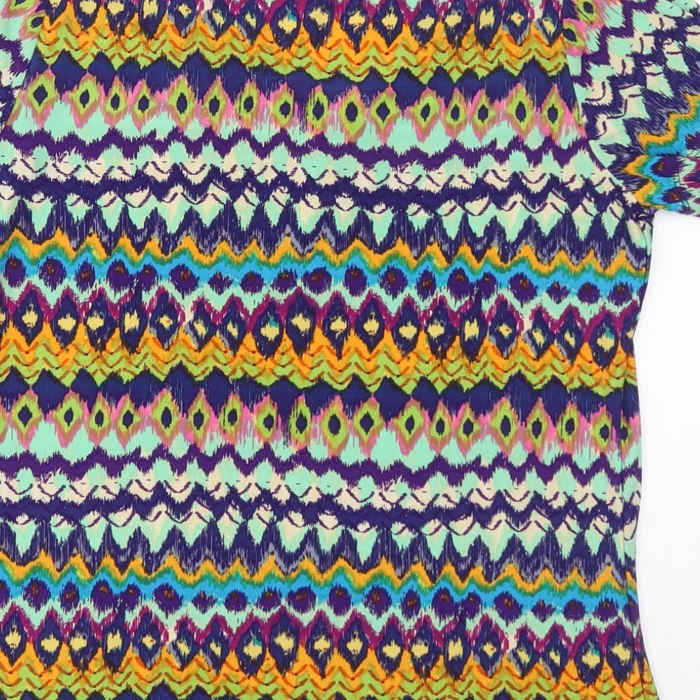Womens UK Size L Nina Leonard Multicoloured Basic T-Shirt