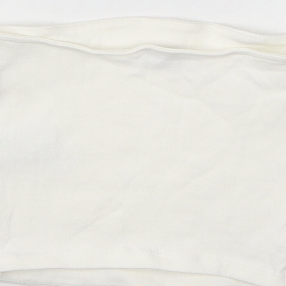 Womens UK Size L Zara White Cropped T-Shirt