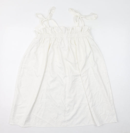 Missguided Womens White Polyester Mini Size 8 Square Neck Pullover