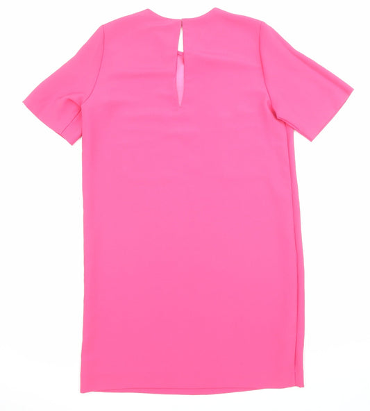 Mango Womens Pink Polyester Shift Size XS Scoop Neck Hook & Eye