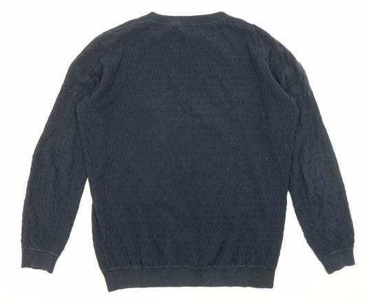 John Lewis Womens Blue Crew Neck Cotton Pullover Jumper Size S
