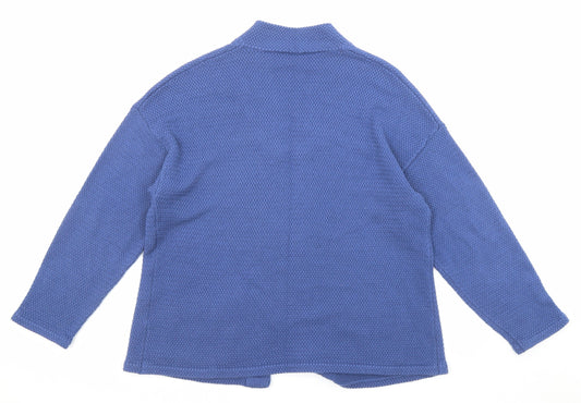 Womens UK Size 4 Marble Blue Cardigan Jumper