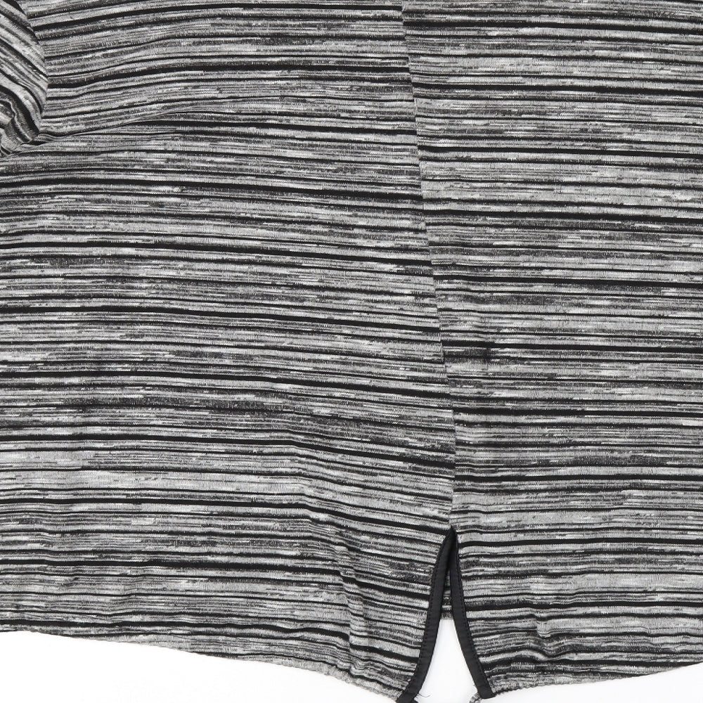 Daisy Eldridge Womens Grey Striped Polyester Jersey T-Shirt Size XL Round Neck