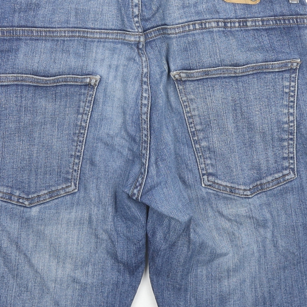 Monkeegenes Mens Blue Cotton Chino Shorts Size 34 in L10 in Regular Zip