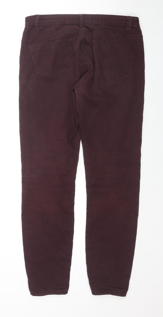 Denim & Co. Womens Red Cotton Skinny Jeans Size 12 L28 in Regular Zip