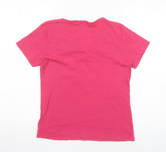Maine New England Womens Pink Cotton Basic T-Shirt Size 12 Round Neck
