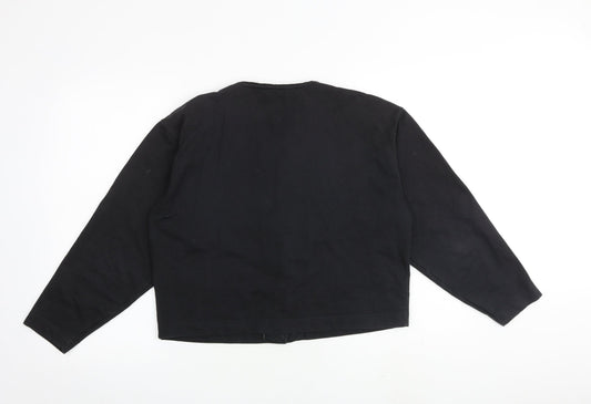 DASH Womens Black V-Neck Cotton Cardigan Jumper Size 12