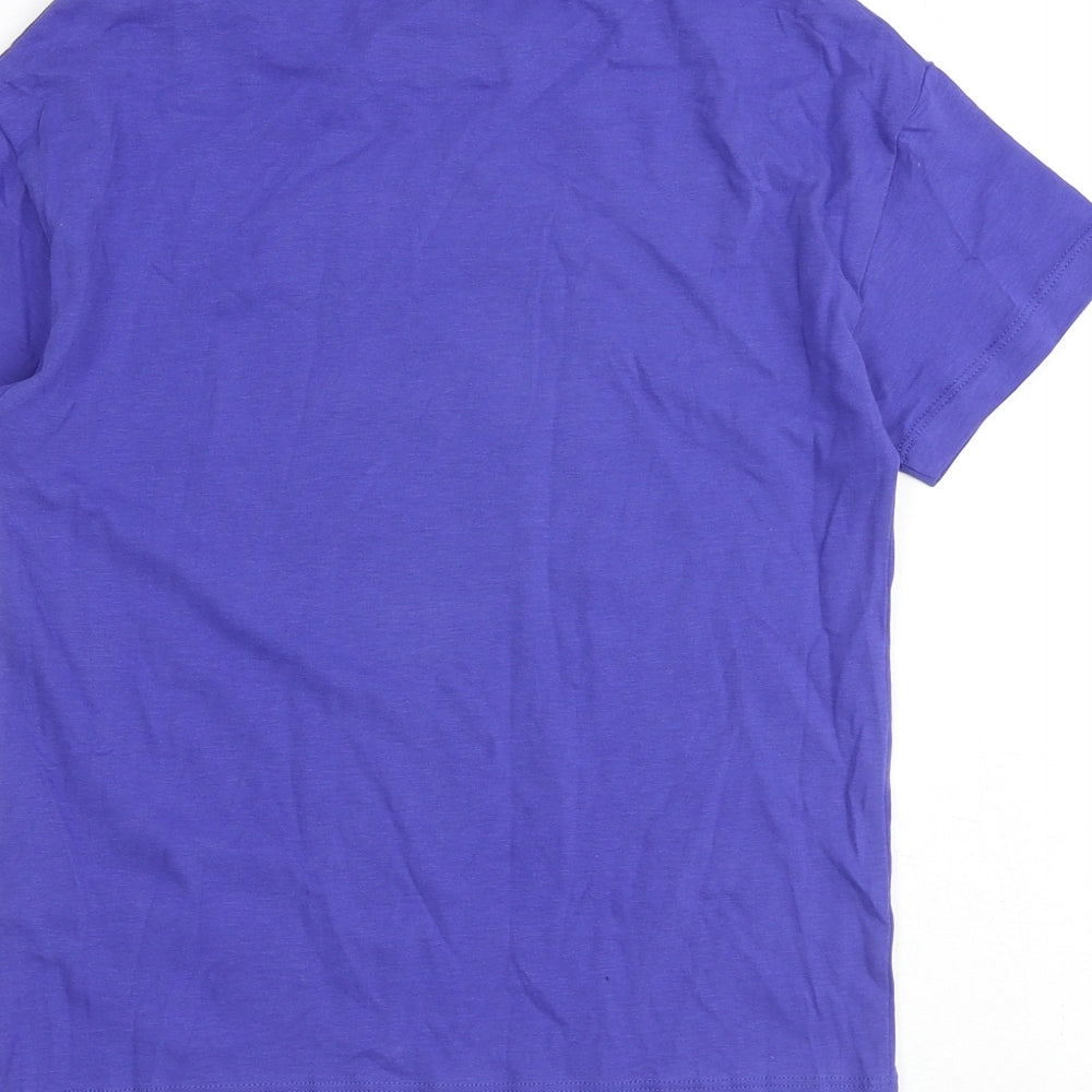 Marks and Spencer Boys Purple Cotton Basic T-Shirt Size 8-9 Years Round Neck Pullover