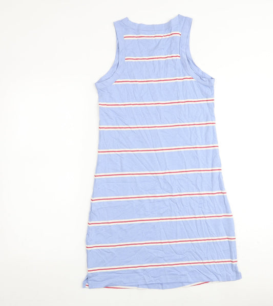 Marks and Spencer Womens Blue Striped Cotton A-Line Size S Round Neck Pullover