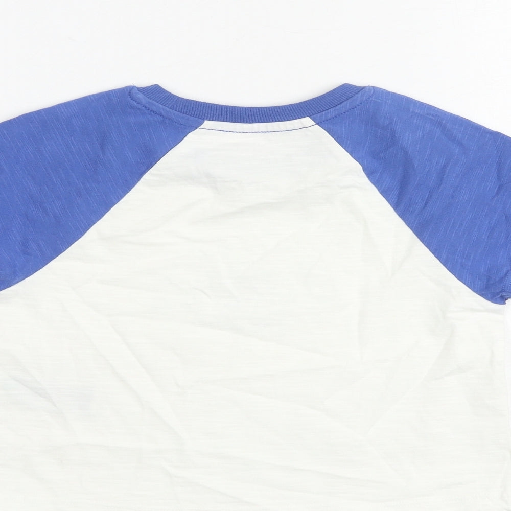 Marks and Spencer Girls White 100% Cotton Basic T-Shirt Size 6-7 Years Round Neck Pullover