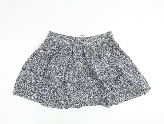Marks and Spencer Womens Blue Floral Cotton A-Line Skirt Size 14