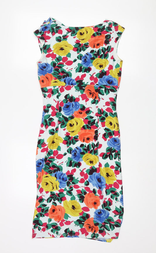 Phase Eight Womens Multicoloured Floral Polyester Pencil Dress Size 10 Cowl Neck Pullover