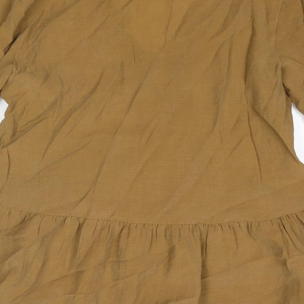 Womens UK Size XS Zara Brown Tunic Blouse