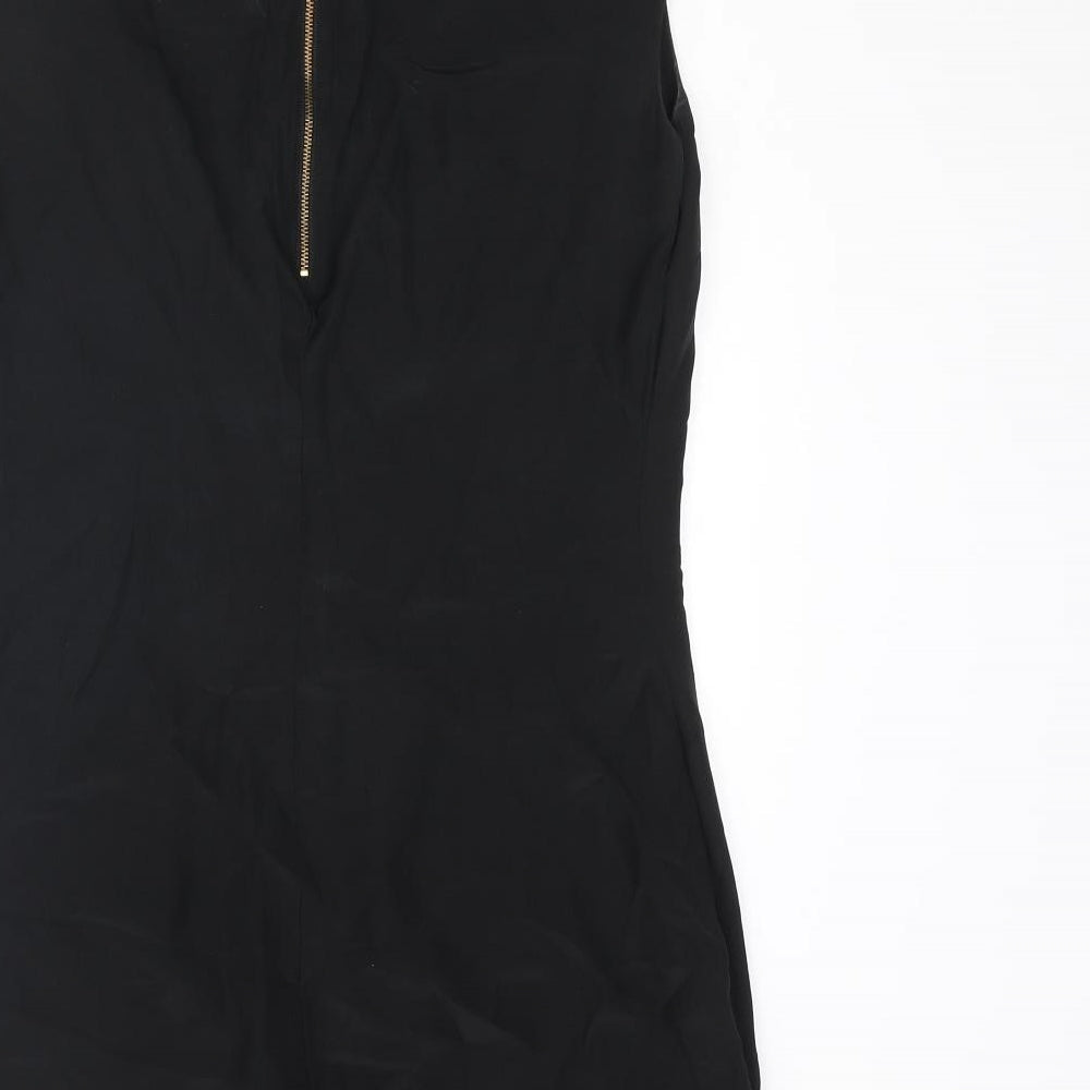 Cynthia Rowley Womens Black Silk Shift Size 10 Round Neck Zip