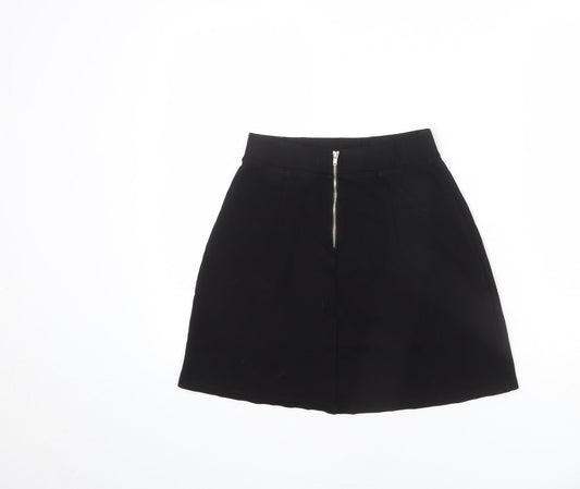 Divided by H&M Womens Black Viscose A-Line Skirt Size S Zip