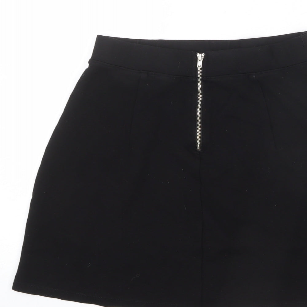Divided by H&M Womens Black Viscose A-Line Skirt Size S Zip