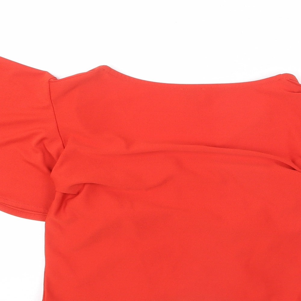 Womens UK Size 10 River Island Red Cropped T-Shirt