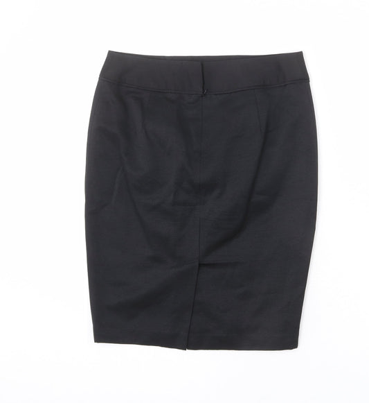 NEXT Womens Black Cotton Straight & Pencil Skirt Size 8 Zip