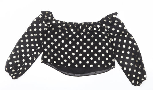 Womens UK Size 12 NEXT Black Cropped Blouse