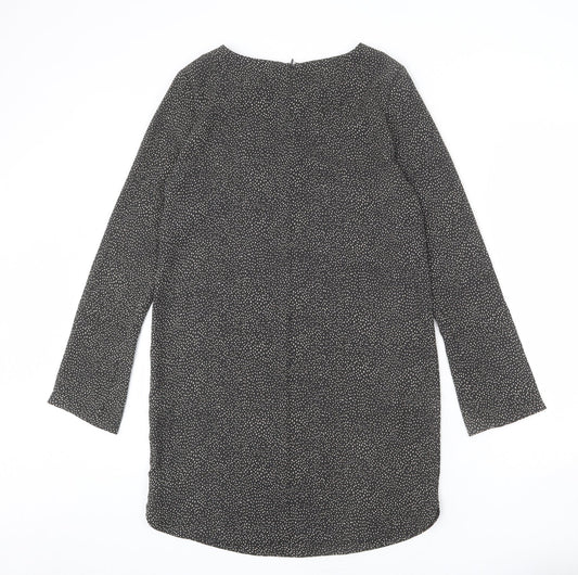H&M Womens Grey Polka Dot Polyester Sheath Size 6 Round Neck Zip