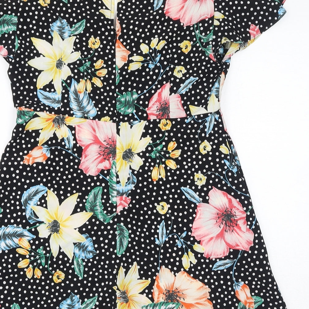 Zara Womens Multicoloured Floral Polyester Playsuit One-Piece Size XS L3 in Zip - Polka Dots