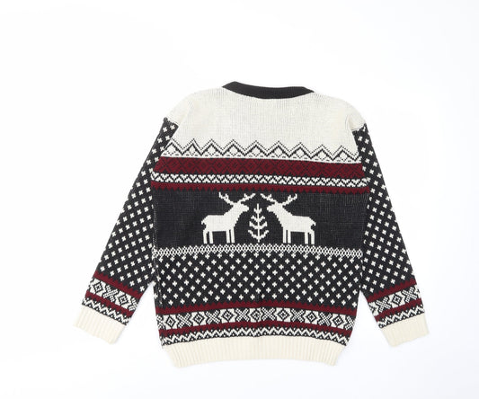 Glamorous Womens Multicoloured Crew Neck Geometric Acrylic Pullover Jumper Size S - Reindeers