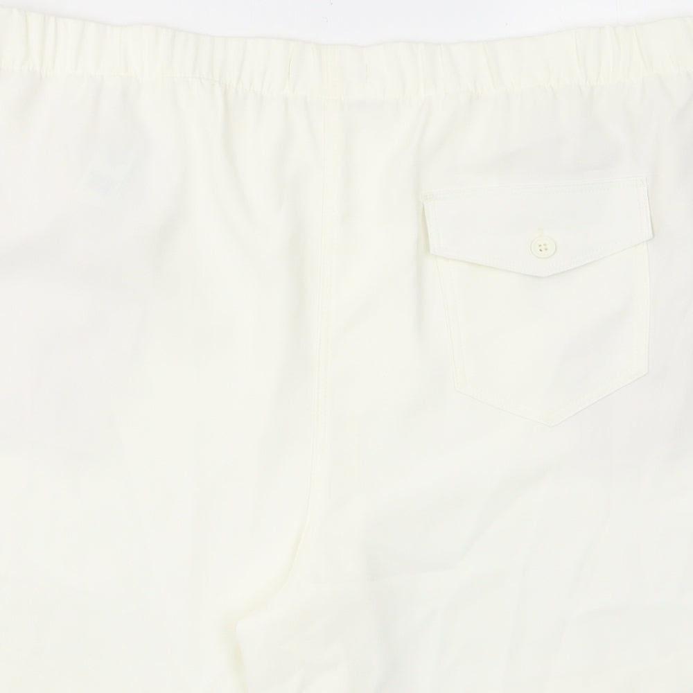 Marks and Spencer Womens Ivory Polyester Bermuda Shorts Size 20 L8 in Regular Pull On - Pockets, Elastic waist