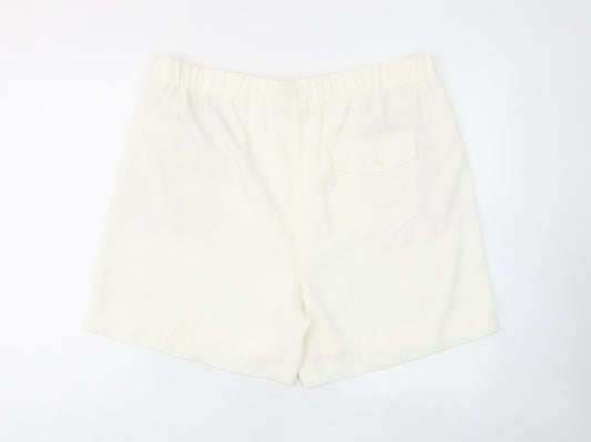 Marks and Spencer Womens Ivory Polyester Basic Shorts Size 20 L7 in Regular Pull On - Elastic waist, Pockets