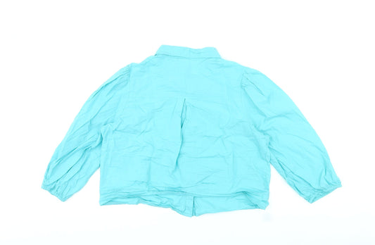 Womens UK Size L Neon Rose Blue Cropped Blouse