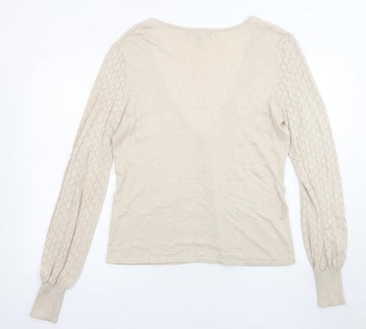 Womens UK Size L H&M Beige Cardigan Jumper