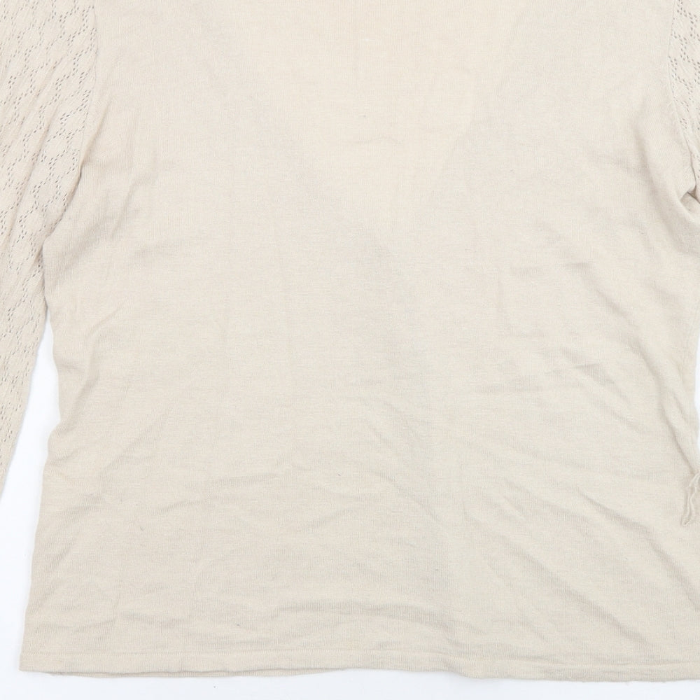 Womens UK Size L H&M Beige Cardigan Jumper