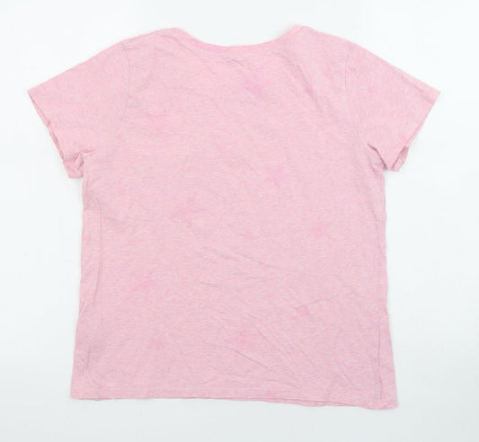 John Lewis Womens Pink Cotton Basic T-Shirt Size 10 Crew Neck - Stars
