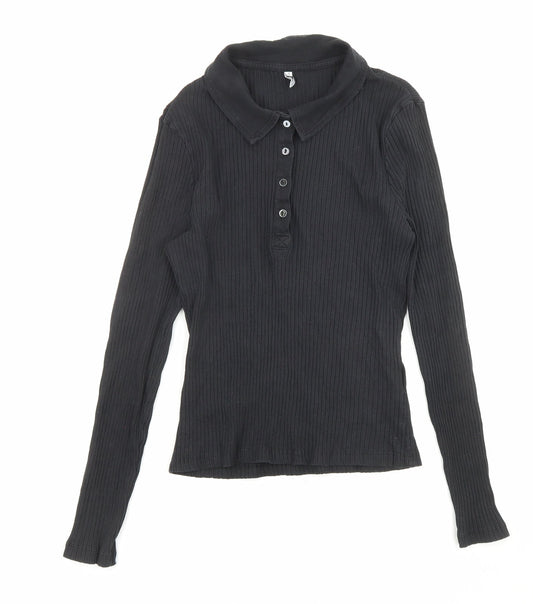 Womens UK Size L Only Black Basic Button-Up