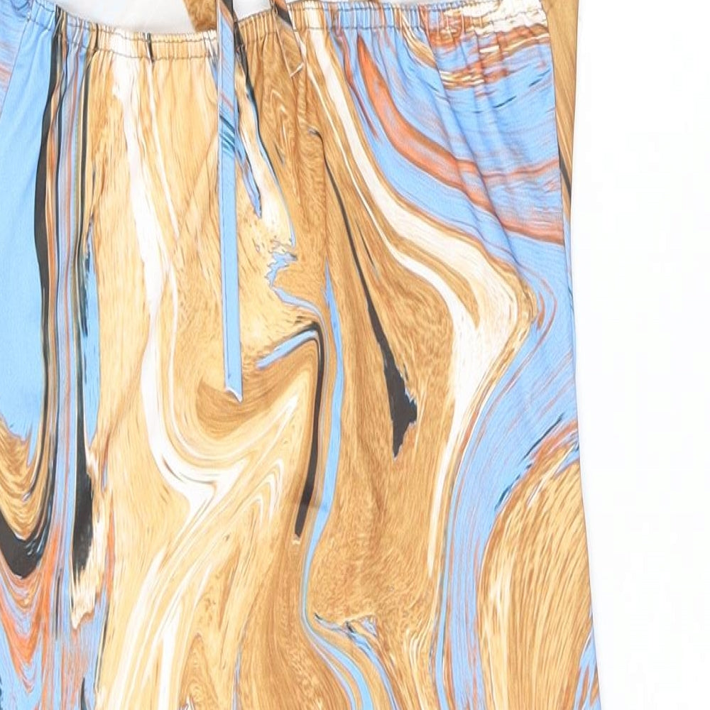 Femme Luxe Womens Multicoloured Geometric Polyester Bodycon Size 6 V-Neck Tie - Slinky Marble Print, Keyhole Neck