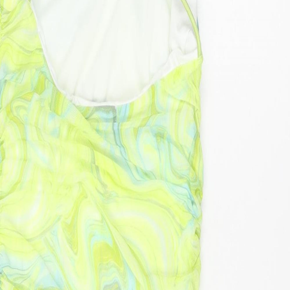 Quiz Womens Green Geometric Polyester Bodycon Size 10 Cowl Neck Pullover - Marble Print